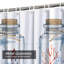 Aquarelle, toile de fond, phare nautique, fleur de plage, bouteille bleue avec 12 crochets-262378113