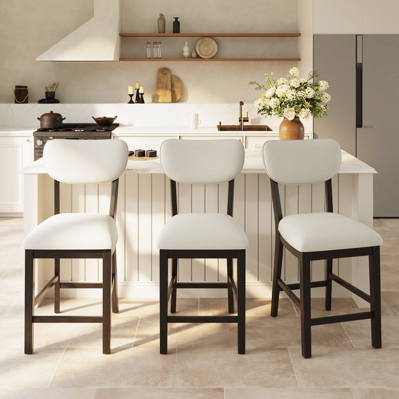 Tabouret de bar rembourré en bois massif, Noir