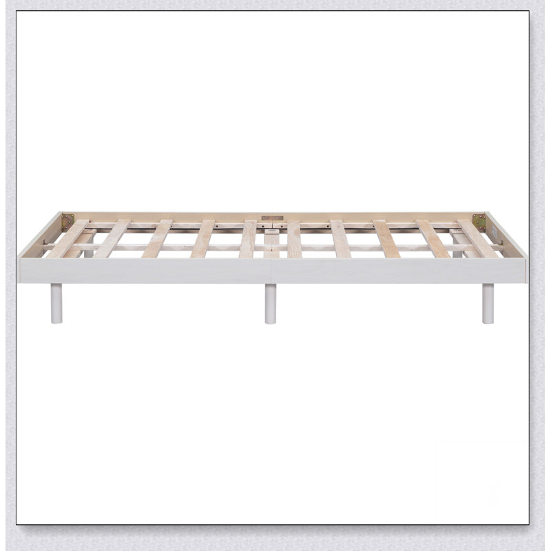Modern Design Floating Platform Bed Frame, White Washed, Twin