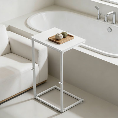 Table de bout à hauteur réglable en forme de C pour canapé - Table d'appoint peu encombrante avec structure en acier robuste pour le salon, la chambre à coucher ou les petits espaces