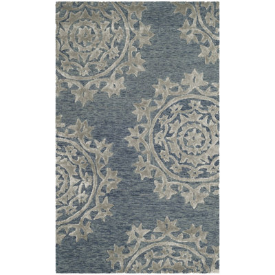 Tapis damassé en laine et viscose Rudra