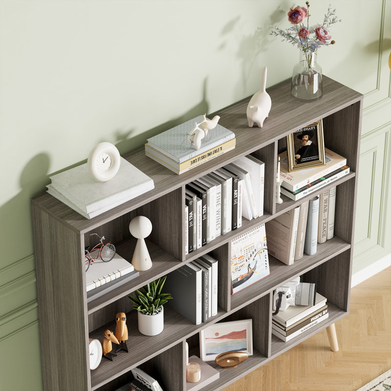 Bookcase, 42.5" H x 47.2" W x 9.4" D, Platinum Gray