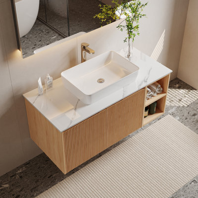Meuble-lavabo simple 36 po avec plateau en faux marbre Dexheart