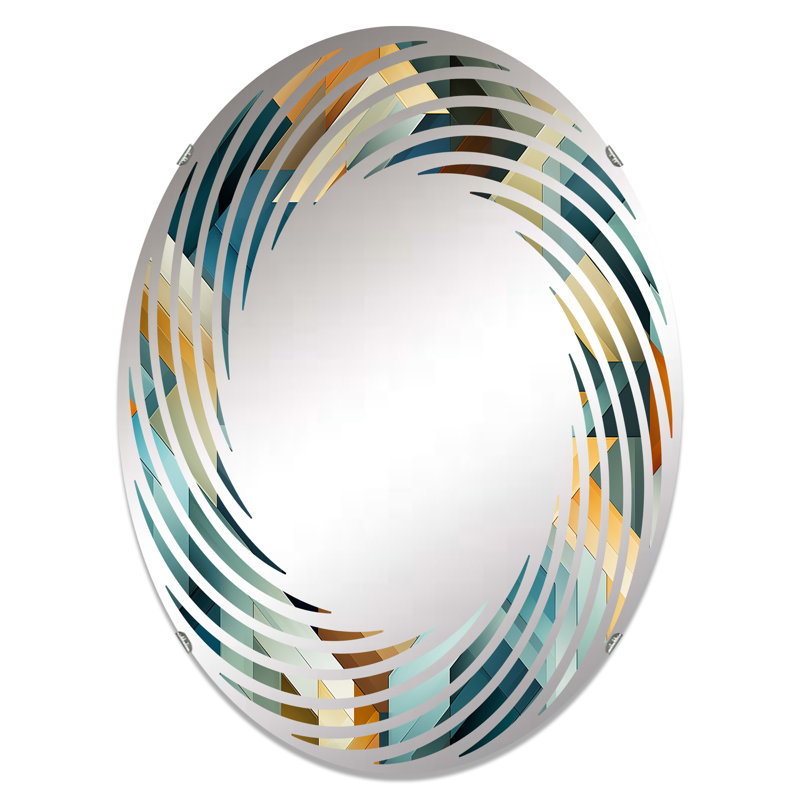 Symétrie des lignes géométriques dorées - Miroir mural spirale ovale, L 24 po x H 36 po