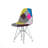 Patchwork Accent Chair Bohemian Style Fabric? Chair With Chromed Legs Geometric Pattern Chair, 18"D X 21"W X 32"H, Set Of 2