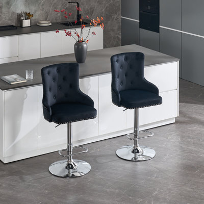 Markfrancis Swivel Upholstered Adjustable Height Counter Stool with Metal Frame