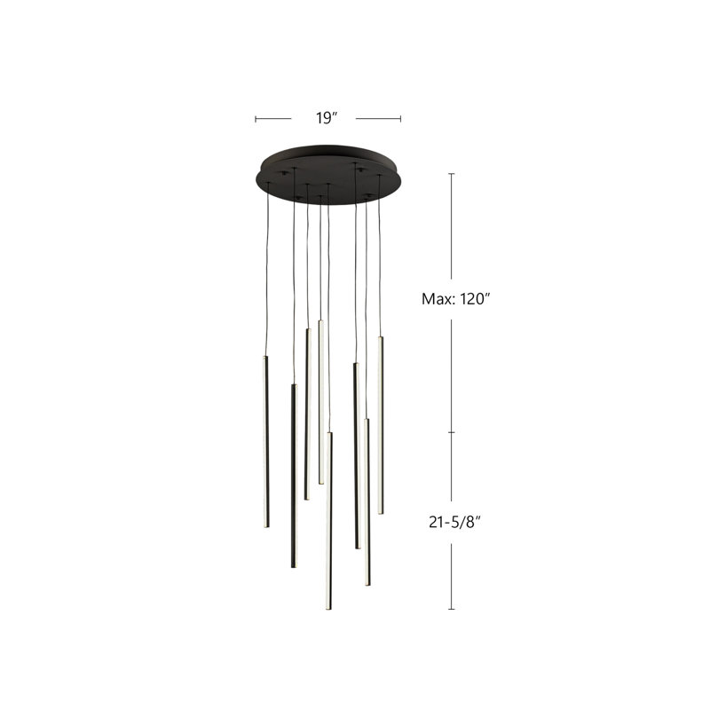 8 - Light LED Pendant, Black