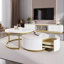 Table basse ronde emboîtable cannelée avec tiroir en or de 27,6 po seulement La table, sans chaises.-118511223