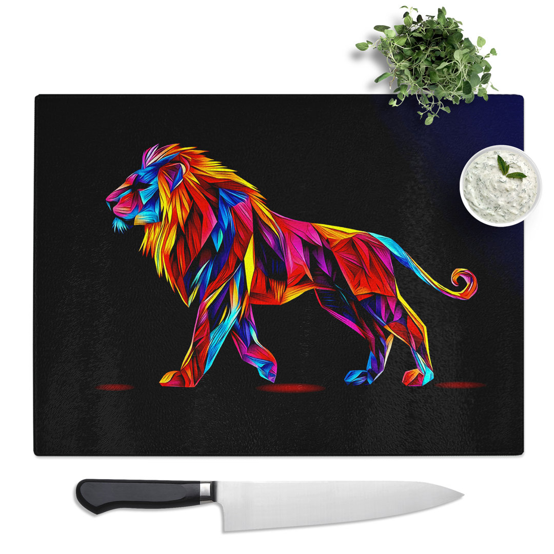 Leo Lion Zodiac Graphic  Glass Chopping Board
