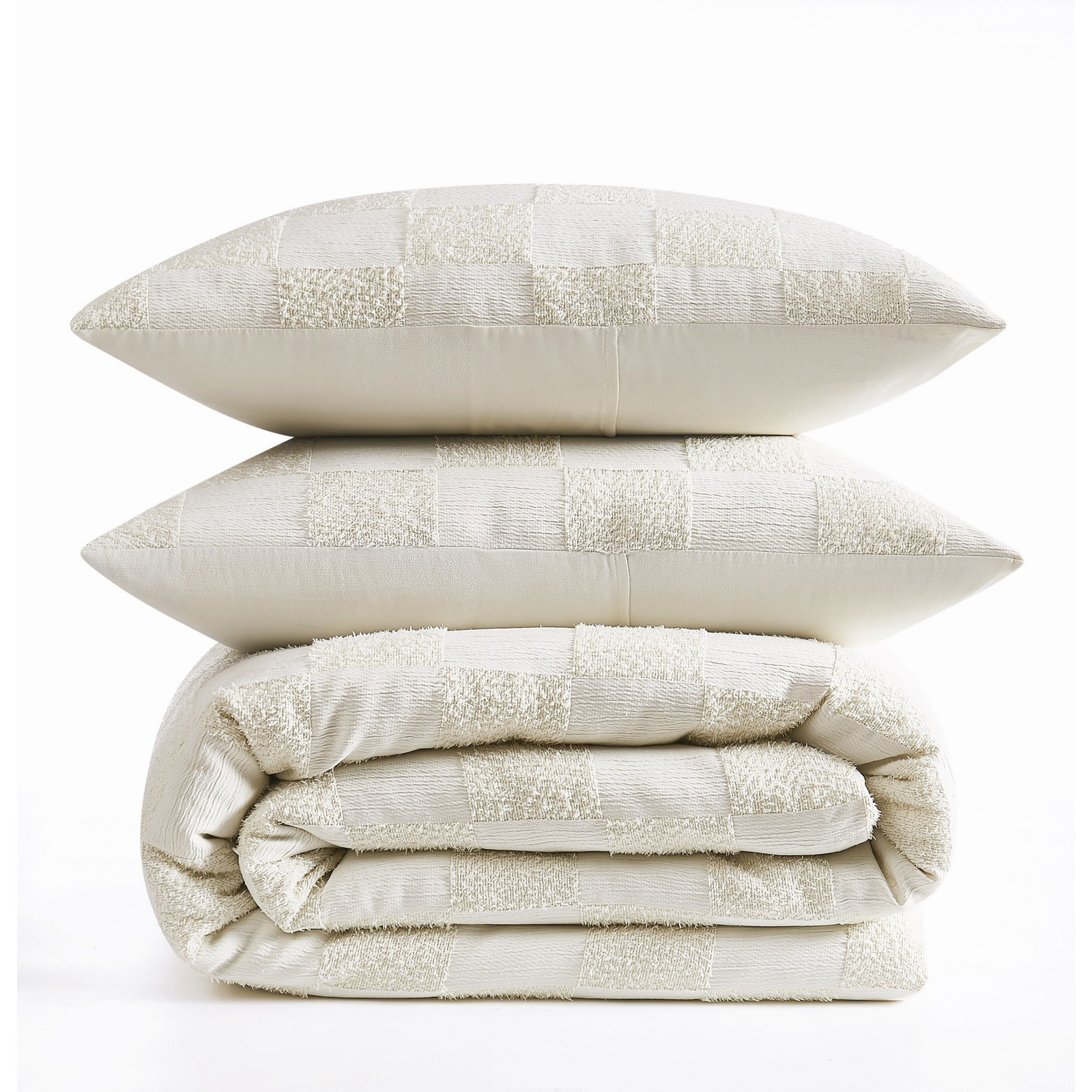 Lora Comforter Set, Cream, King Comforter + 2 King Shams