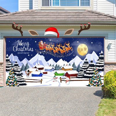 Christmas Decorations 13x6FT Christmas Garage Door Background