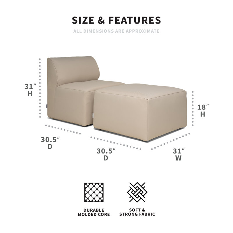 Big Joe Patio Outdoor Lounge Chair & Ottoman Set, Bask Terra