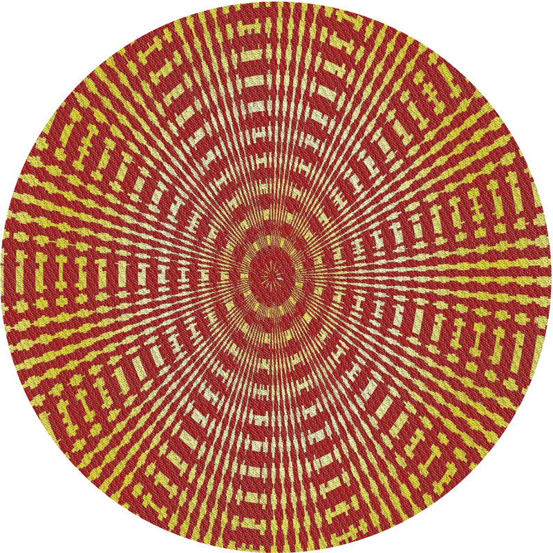 Tapis brun/jaune tissé à la machine, Rond 3 pi