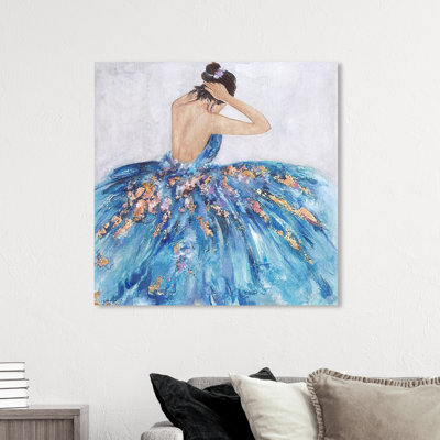 «Blue And Festive», élégante princesse robe glamour sur toile bleue pour chambre