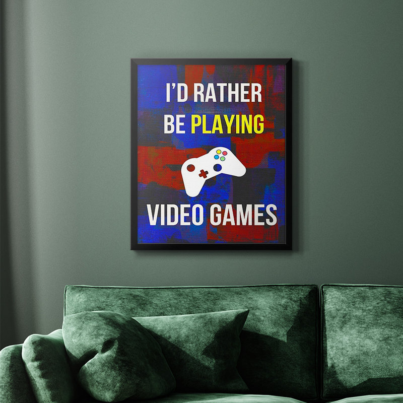 Toile encadrée de qualité supérieure Gamer at Play III - prête à être accrochée, Noir, H 24 po x l 20 po