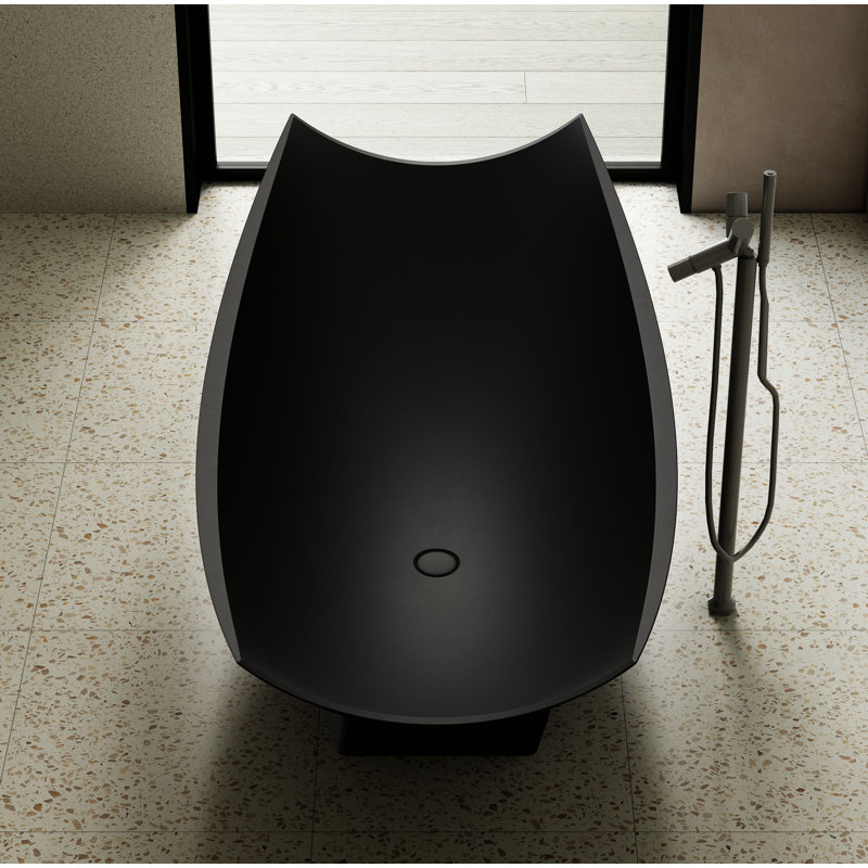 70.75'' x 33.5'' Soaking Resin Bathtub, Black