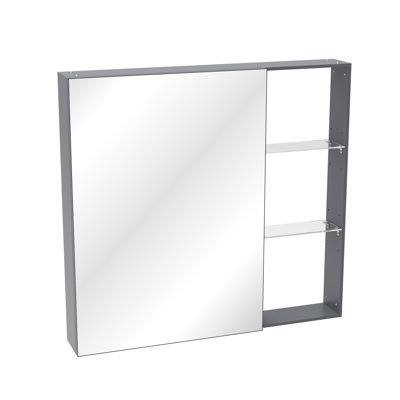 30'' X 28'' Bathroom Medicine Cabinet With Mirror, Aluminum Material, Wear - , Silent Opening, Multiple Compartments, Black Brown Mirror And Storage, Structure, Hinges,
