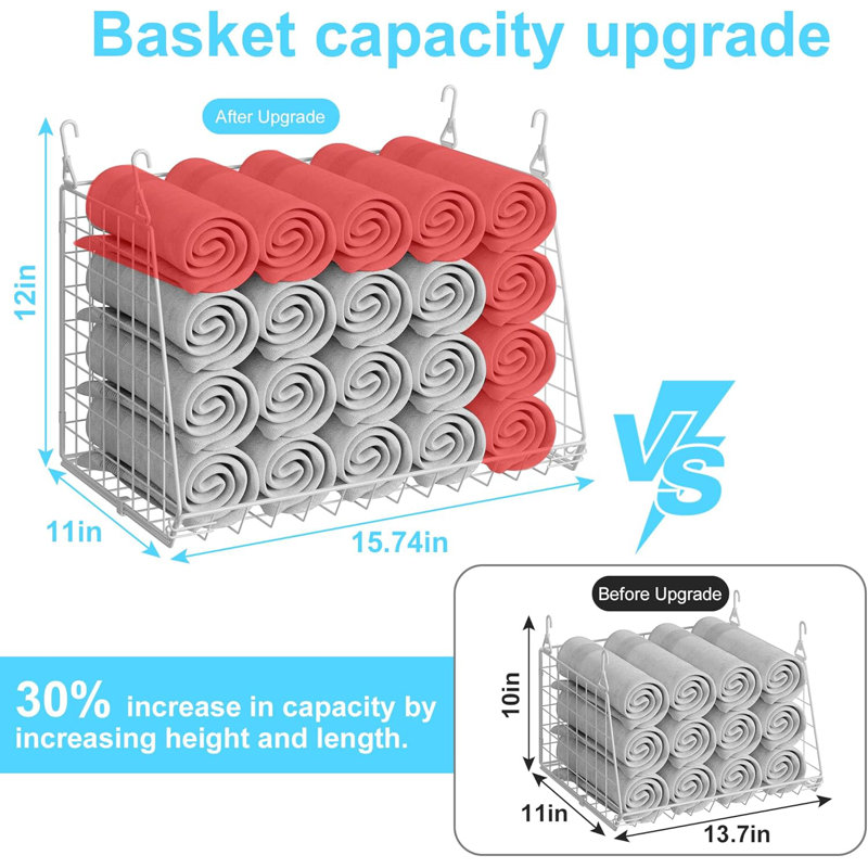 3 Pack Hanging Wire Storage Baskets Compatible with Wire Shelving Laundry Room Organizer