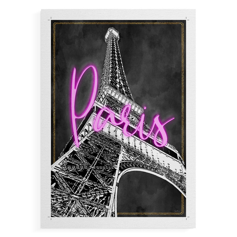 Neon Nights In Paris - Impression sur toile seulement - NON-CADRE, H 36 po x l 24 po