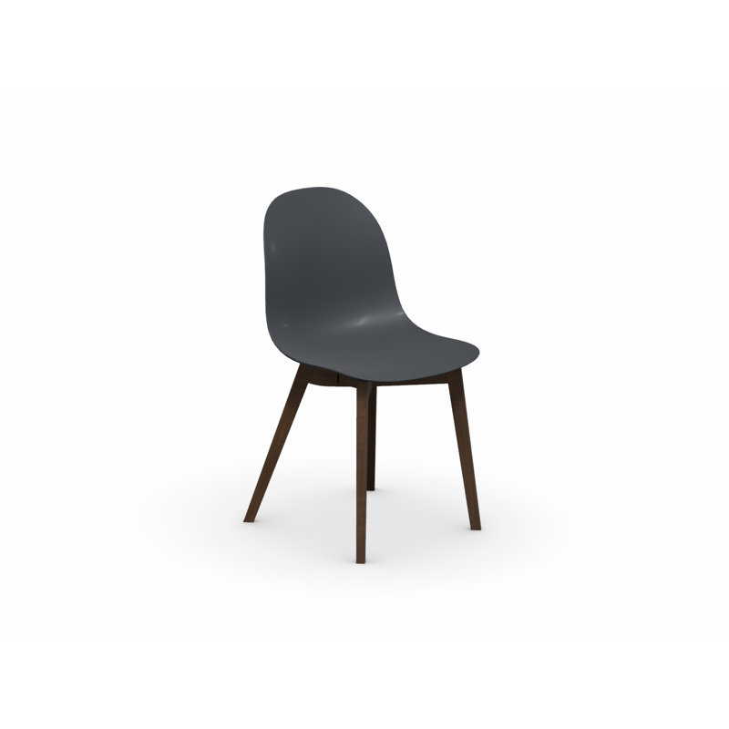 Academy Side Chair with Wooden Frame, Walnut, Matte Optic White