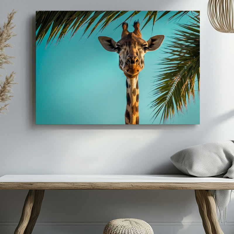 Toile, gros plan sur une girafe, H 20 po x l 30 po