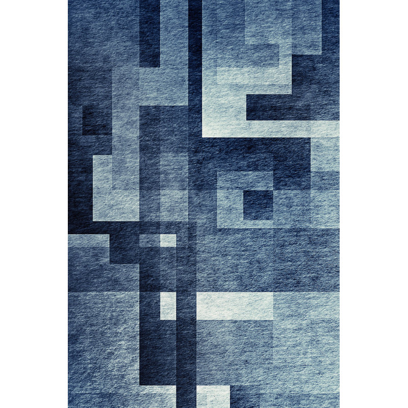 Tapis luxueux 100% polyester 5,2 x 7,5 pi, hauteur des poils de 0,4 po | Antibactérien, points antidérapants en PVC, lavable à la machine | Élégante impression numérique en 3D, parfaite pour le décor du salon et de la chambre à coucher