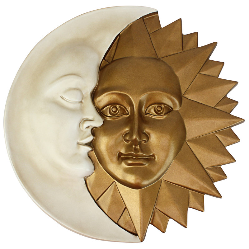 Celestial Harmony Faux Gold and Ivory Sun and Moon Wall Sculpture