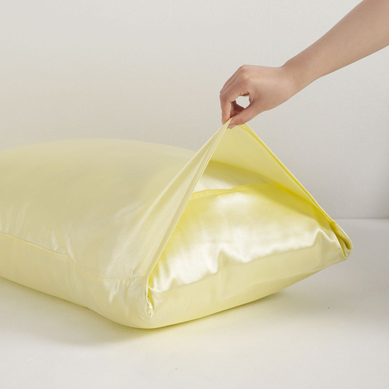 Taie d'oreiller soyeuse en microfibre, Jaune clair