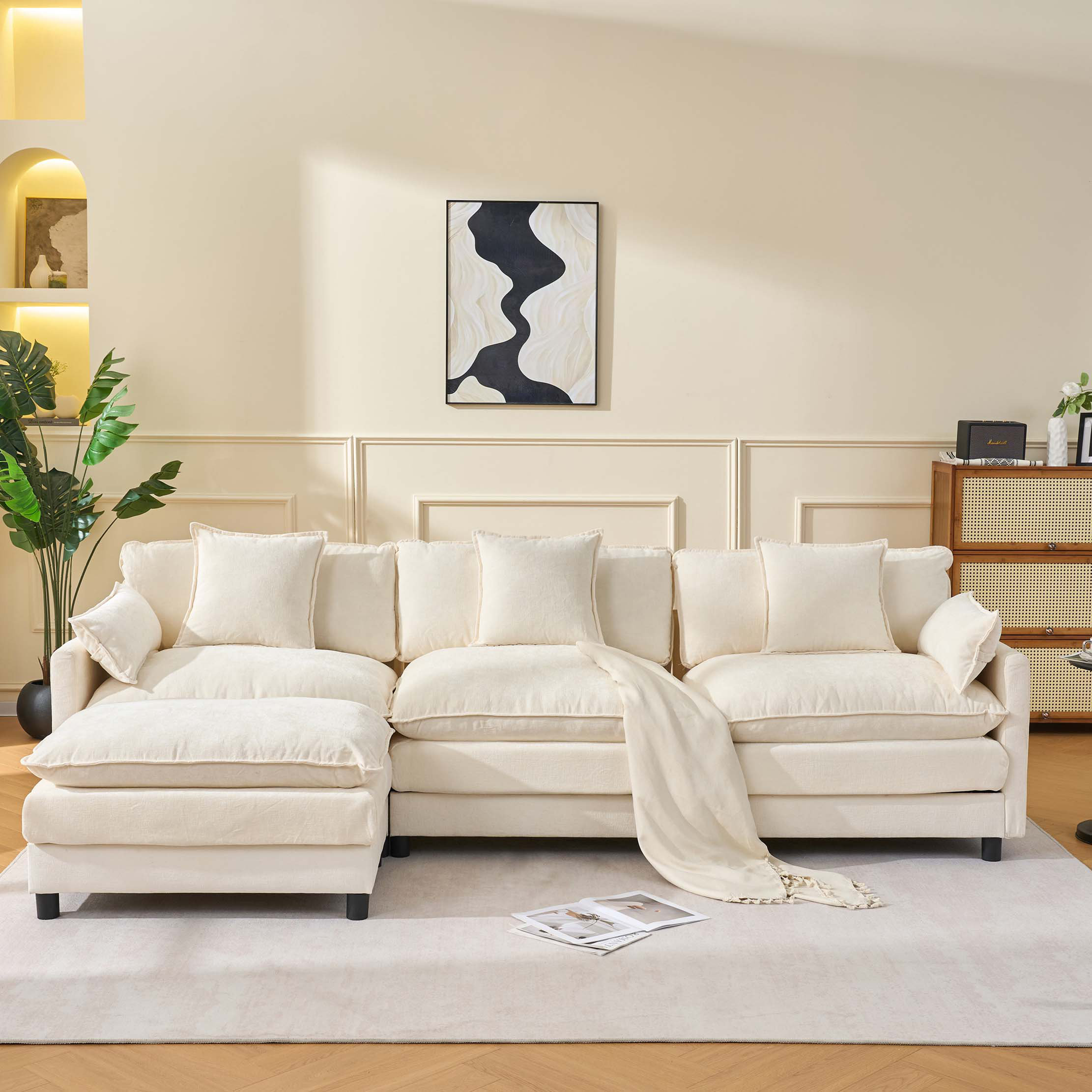 Ivy Bronx 108" L Shaped Modern Sofa Modular Sectional Cloud Couch With ...