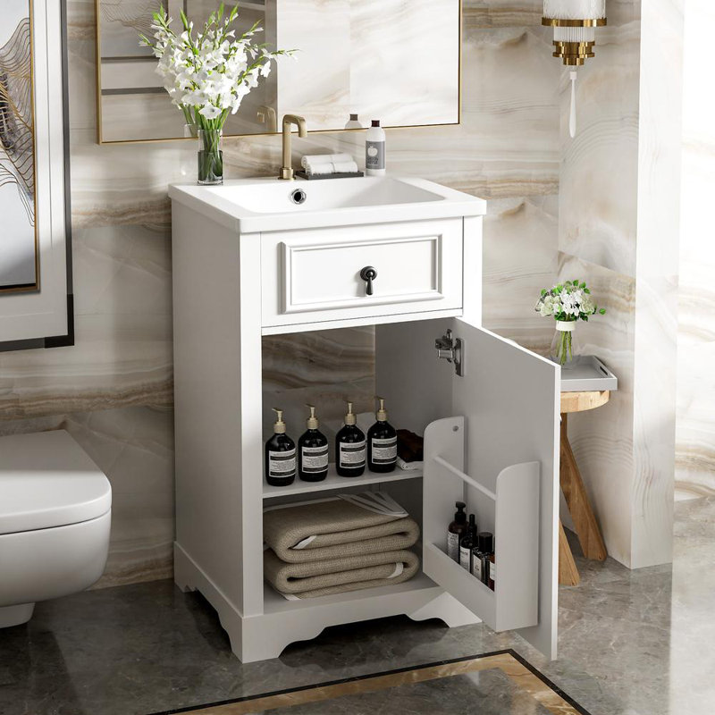 Meuble-lavabo de salle de bain, Blanc / blanc