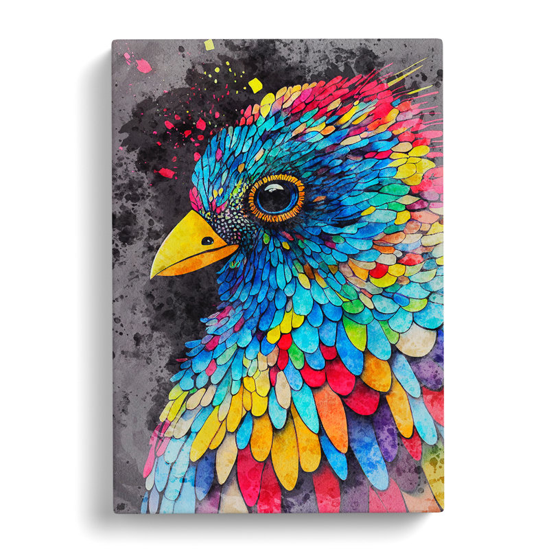 Bird Paint Drips No.2 - Wall Art, Wrapped Canvas, 50cm H x 35cm W x 3cm D, No Matte