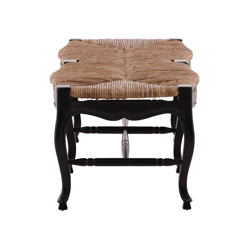 French Country Solid Wood Dining Bench, Black