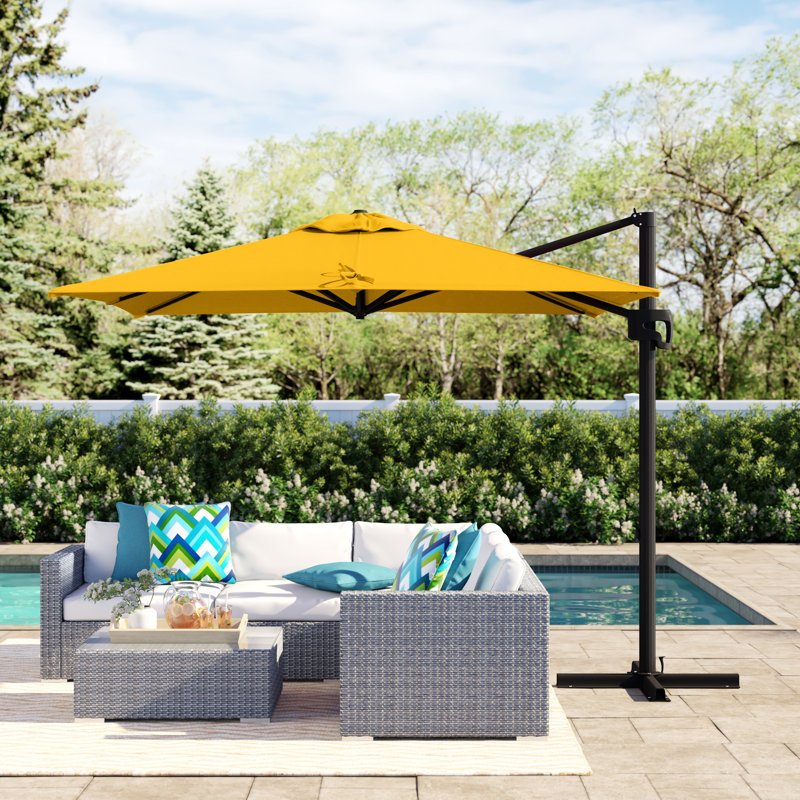 Parasol carré en porte-à-faux 8,5 pi Placencia, Toile Sunbrella® jaune tournesol