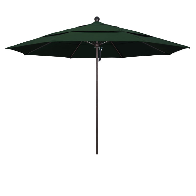 Parasol de marché 11 pi Hibo, Toile verte Pacifica, Bronze