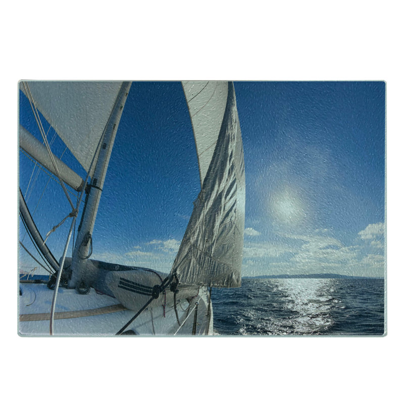 Planche à découper en verre trempé bleu marine Ambesonne