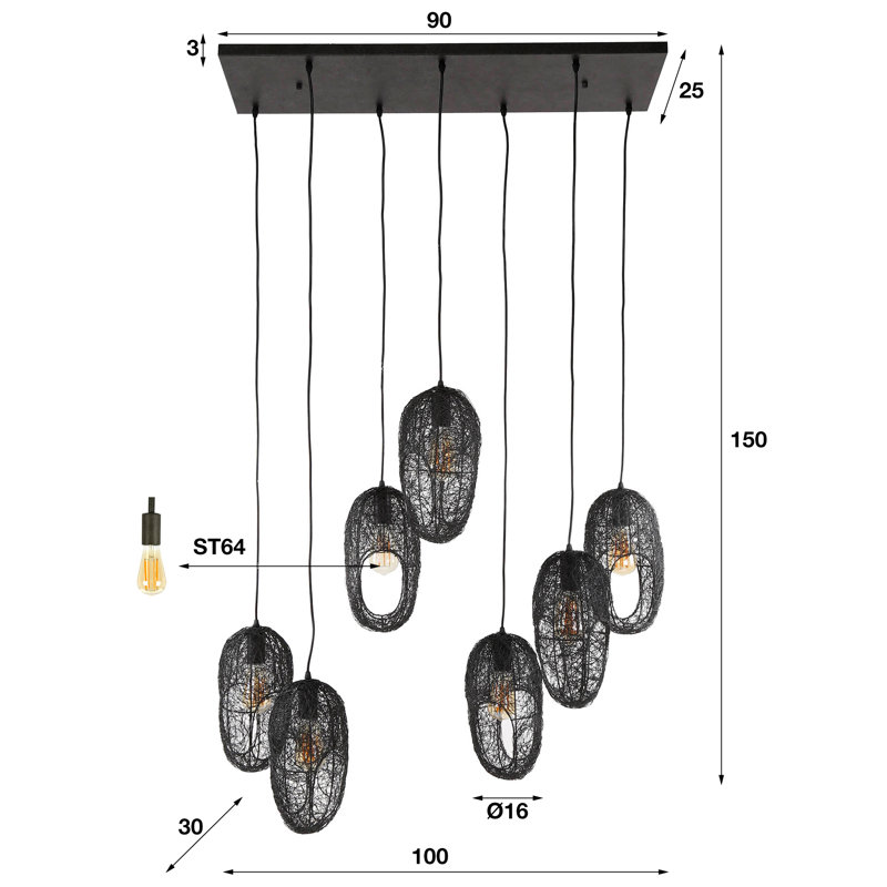 Rumney 7 - Light Kitchen Island Pendant