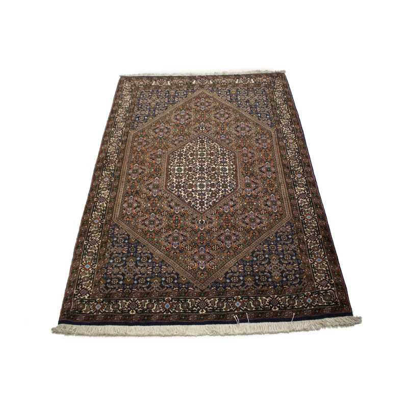 One-of-a-Kind Rectangle 3'8" X 5'6" 1980s Wool Area Rug in Orange/Beige/Blue