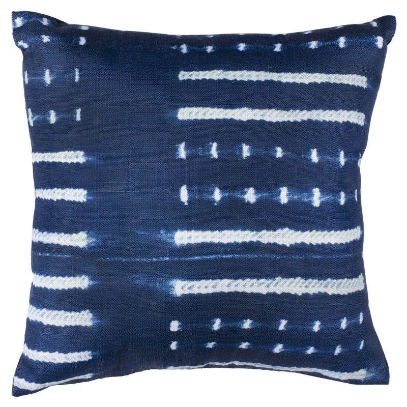 Blue and White Geometric Square Throw Pillow