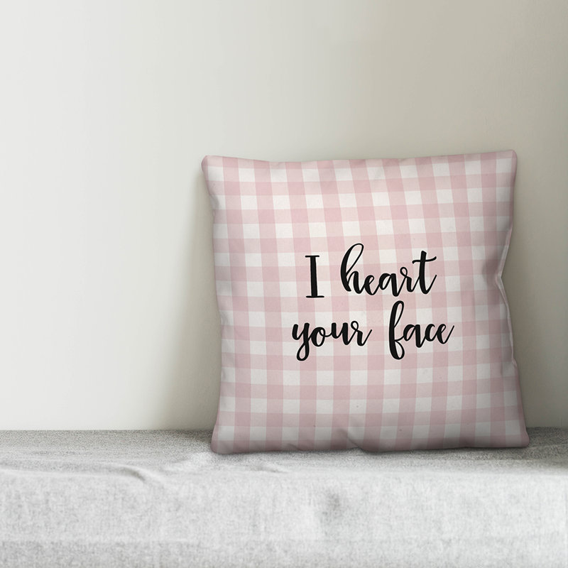  Coussin I Heart Your Face, Rose/noir, Housse de coussin