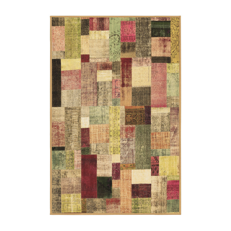 Tapis brun contemporain lavable à la machine 372, Rectangle 6 pi x 9 pi