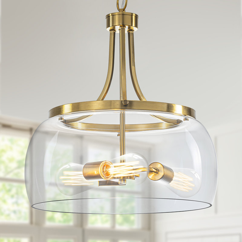 Luminaire suspendu en verre transparent Aliette , Doré