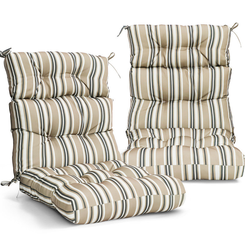 Indoor/Outdoor Seat/Back Cushion, Beige Stripes