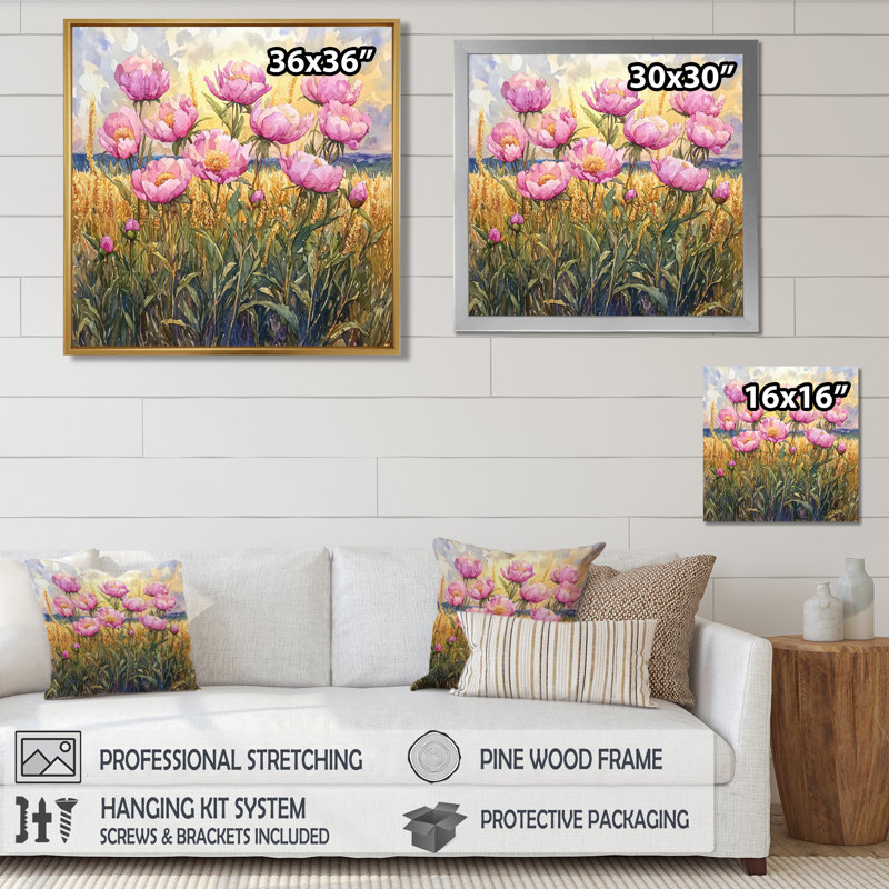 Kovacs - Floral Wall Art, Floater Framed Print, Black, 16" H x 16" W