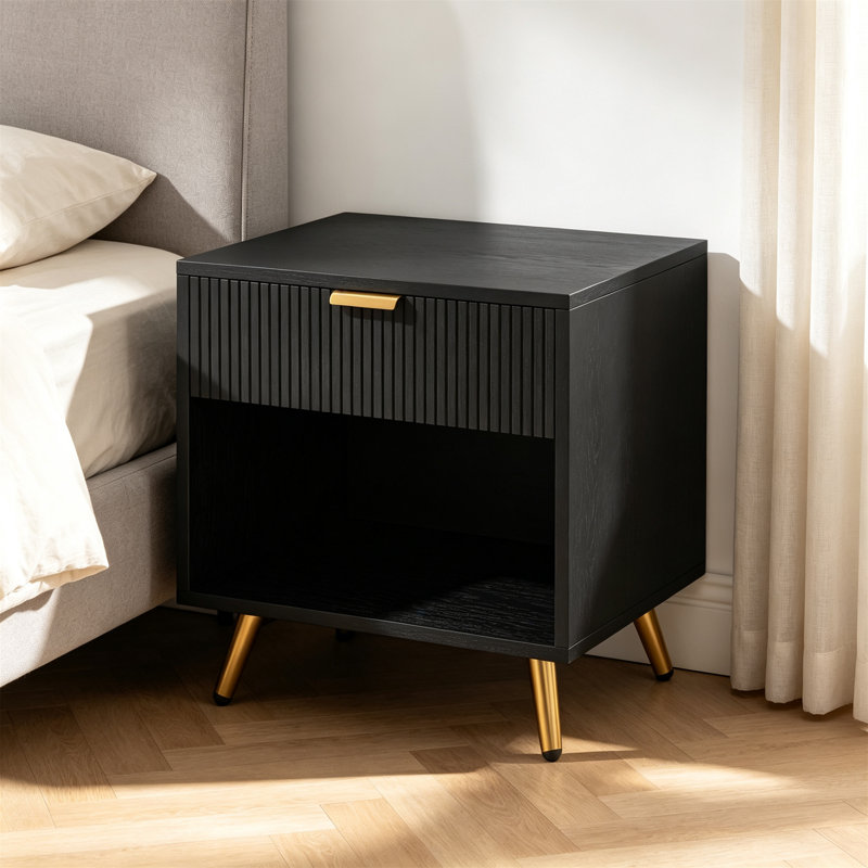 50 cm W Bedside Table, Black