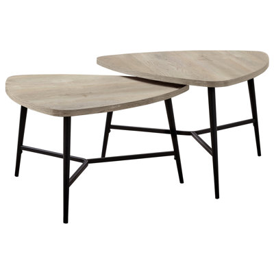 2 Piece Nesting Coffee Table Set with Metal Tripod Legs