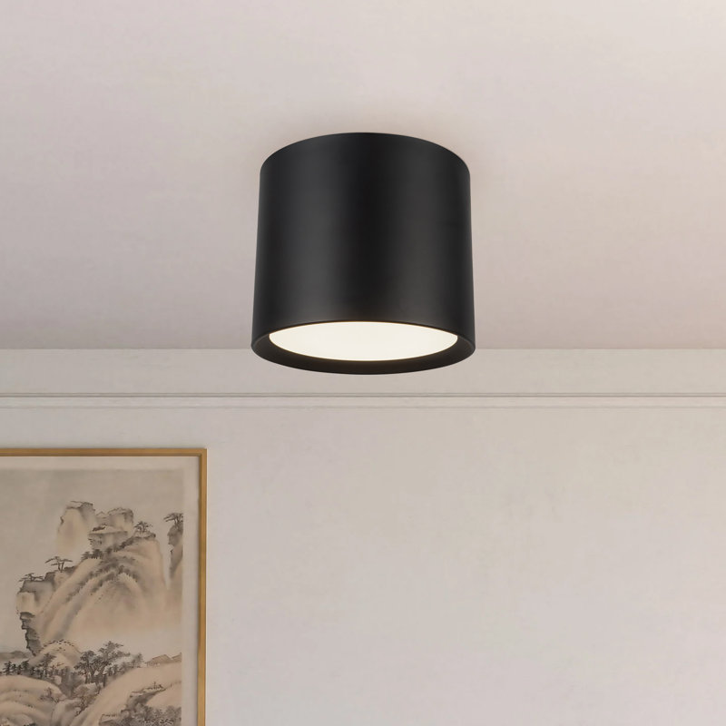 Uma 12-in Black dimmable LED Semi-Flush Mount, Matte Black