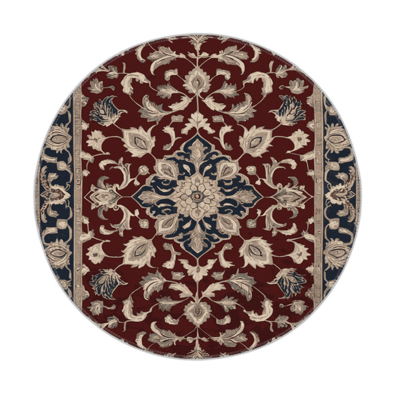 Tapis d'intérieur et d'extérieur noir Persian, Rond 5 pi