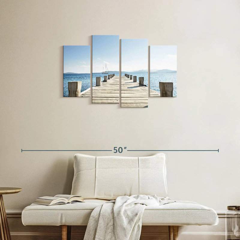 Sailboat and wooden dock Aletra, H 22 po x l 36 po
