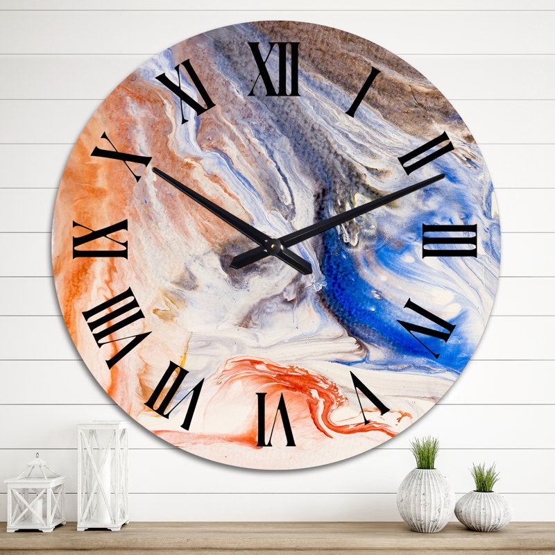 Horloge murale orange et bleue, Grand