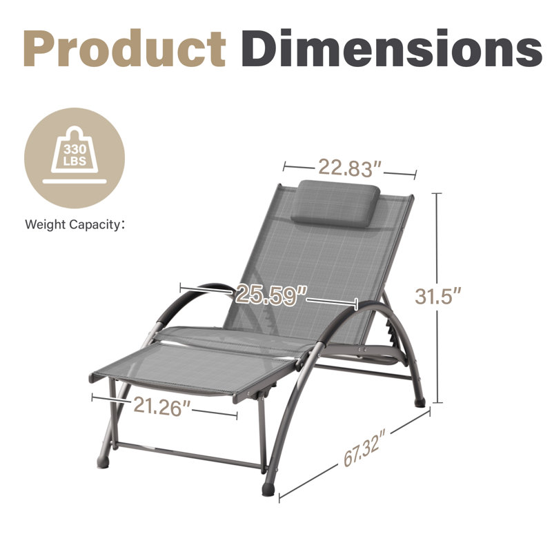 Chaise longue d'extérieur en aluminium, Gris